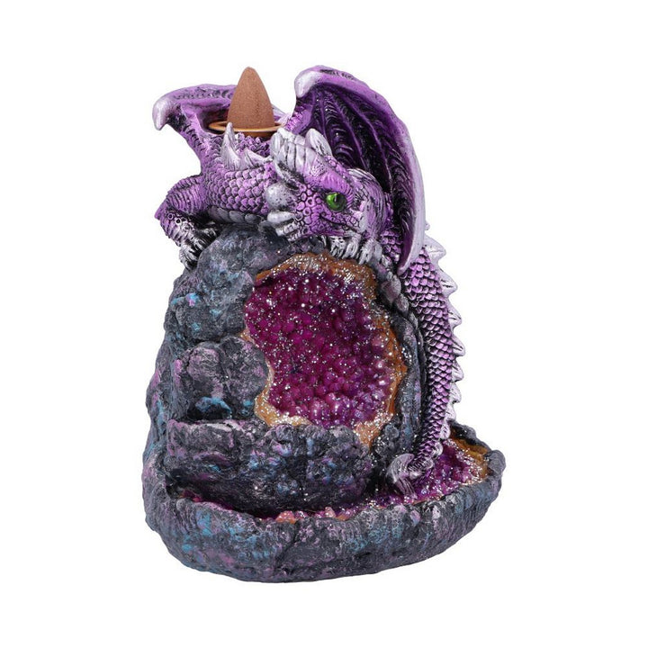 Crystalline Protector Purple Dragon Geode Backflow Incense Burner U5500T1