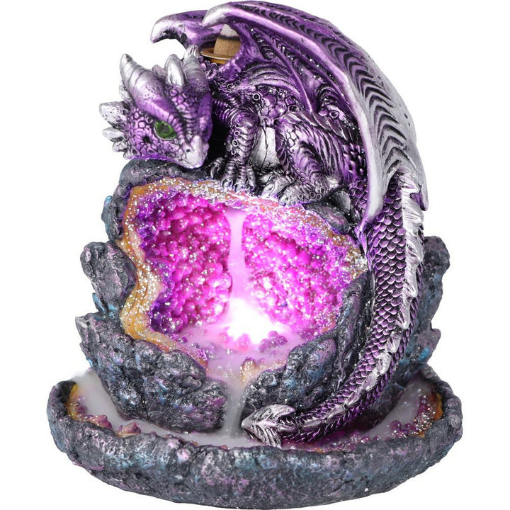 Crystalline Protector Purple Dragon Geode Backflow Incense Burner U5500T1