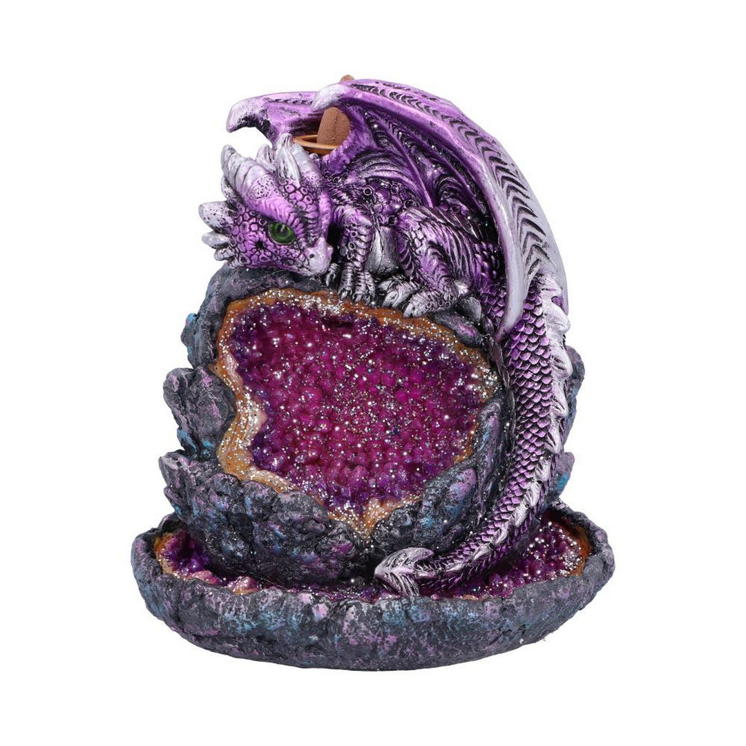 Crystalline Protector Purple Dragon Geode Backflow Incense Burner U5500T1