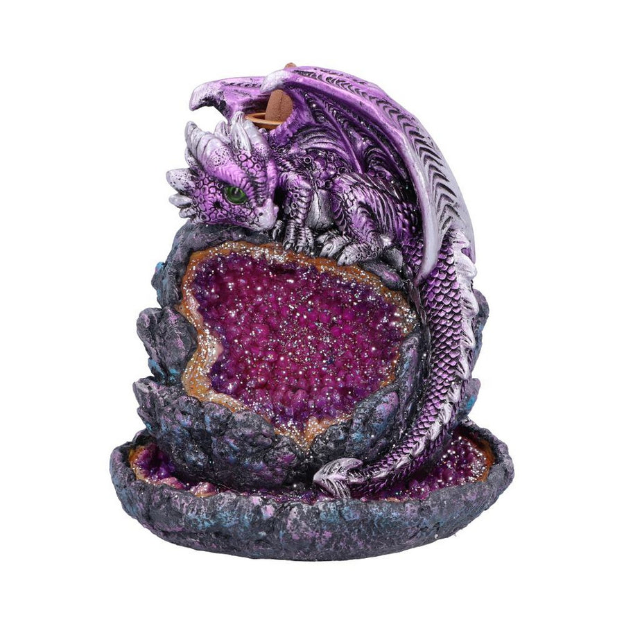 Crystalline Protector Purple Dragon Geode Backflow Incense Burner U5500T1
