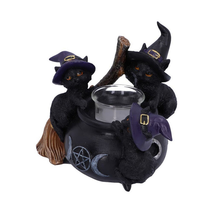 Familiar Cauldron Black Cat Candle Holder 12.5cm U5952V2
