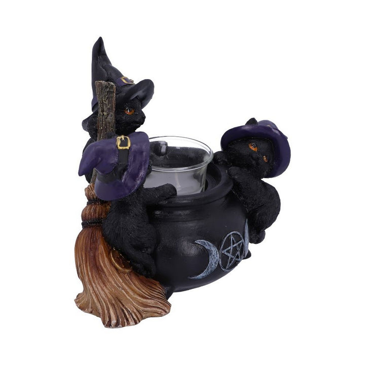 Familiar Cauldron Black Cat Candle Holder 12.5cm U5952V2