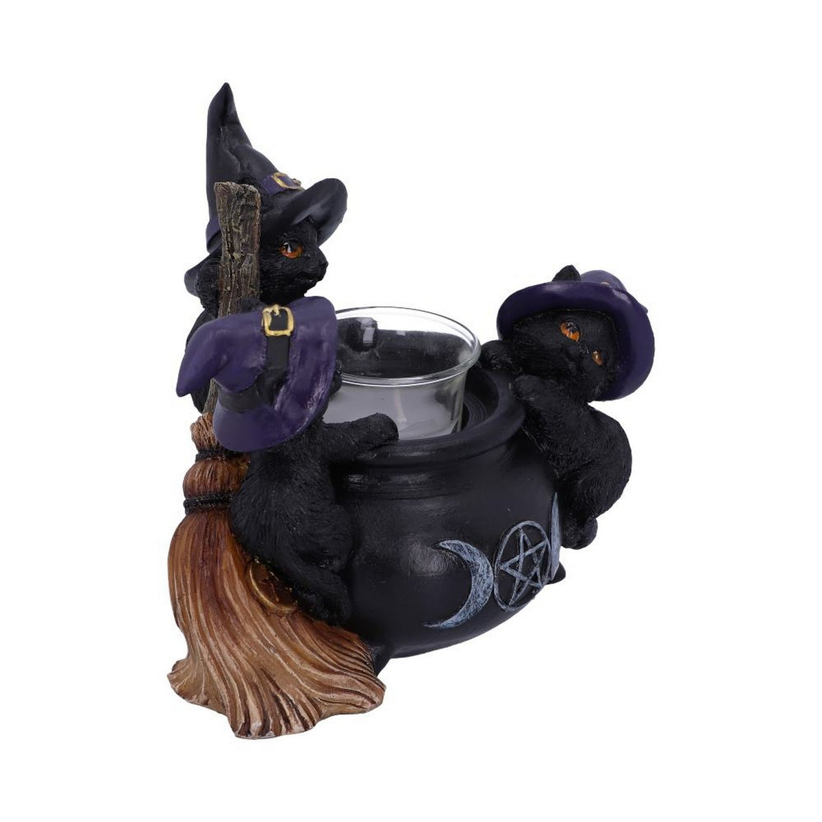 Familiar Cauldron Black Cat Candle Holder 12.5cm U5952V2