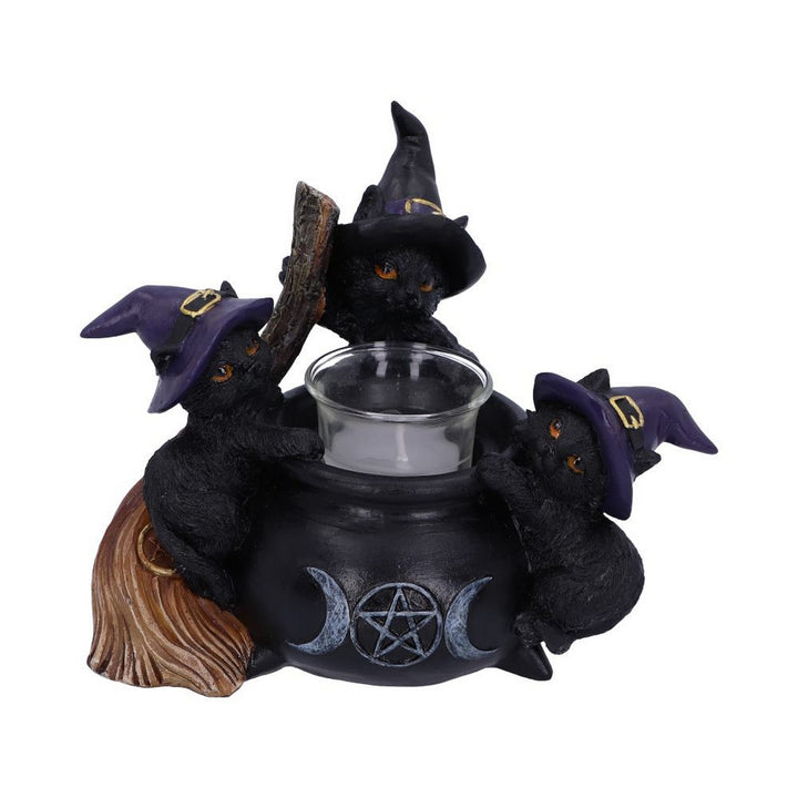 Familiar Cauldron Black Cat Candle Holder 12.5cm U5952V2