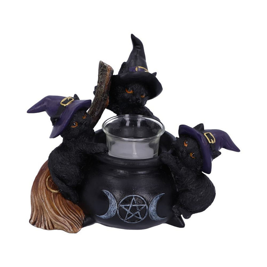 Familiar Cauldron Black Cat Candle Holder 12.5cm U5952V2