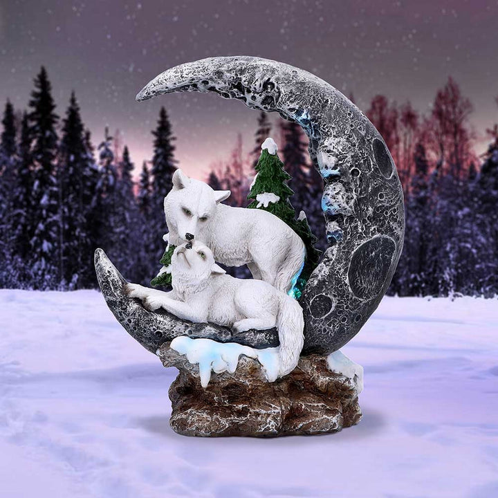 Lunar Companions Wolves Moon Figurine 19.3cm U6441X3