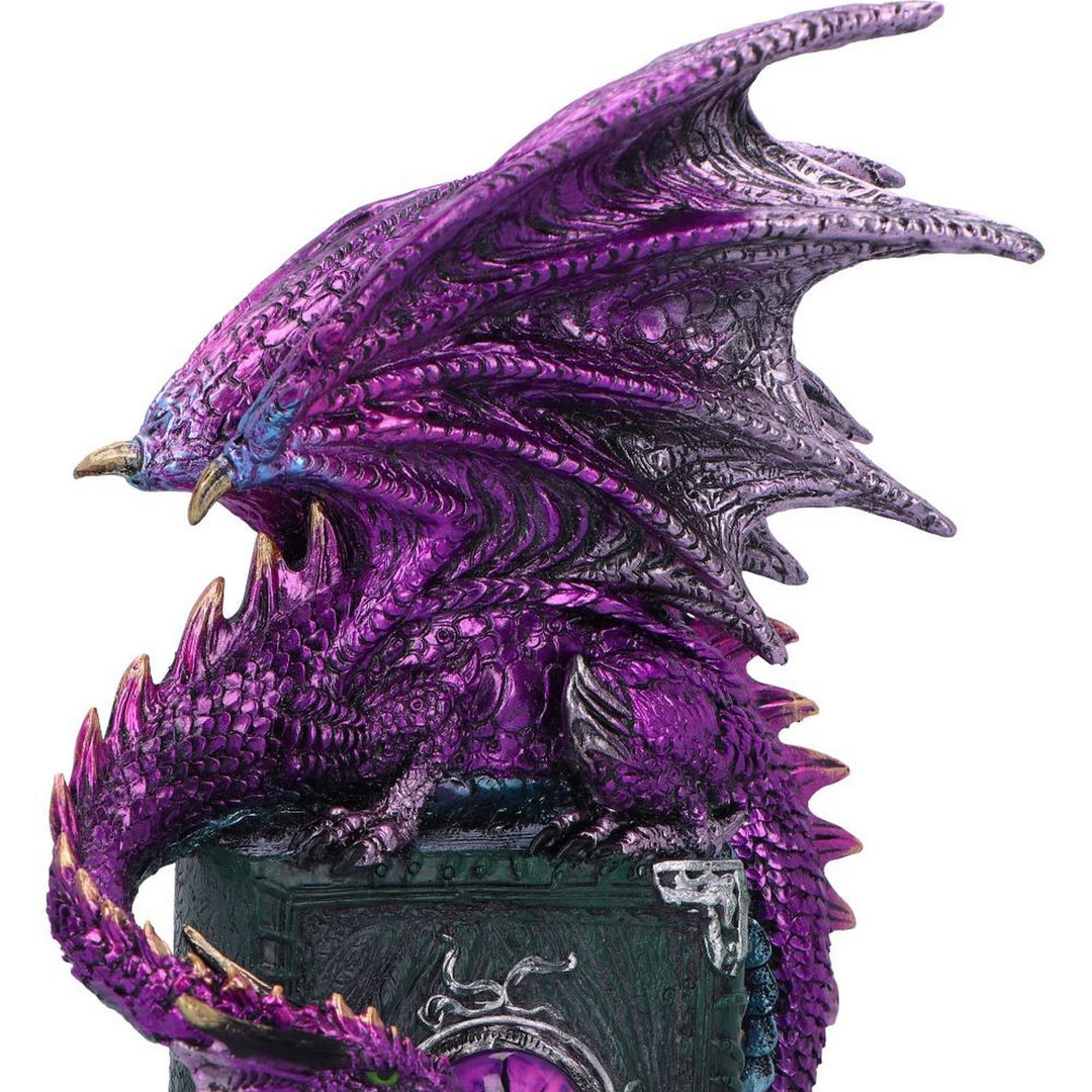 Dragon Fable Purple Dragon on Book Figurine 24cm U6702A24