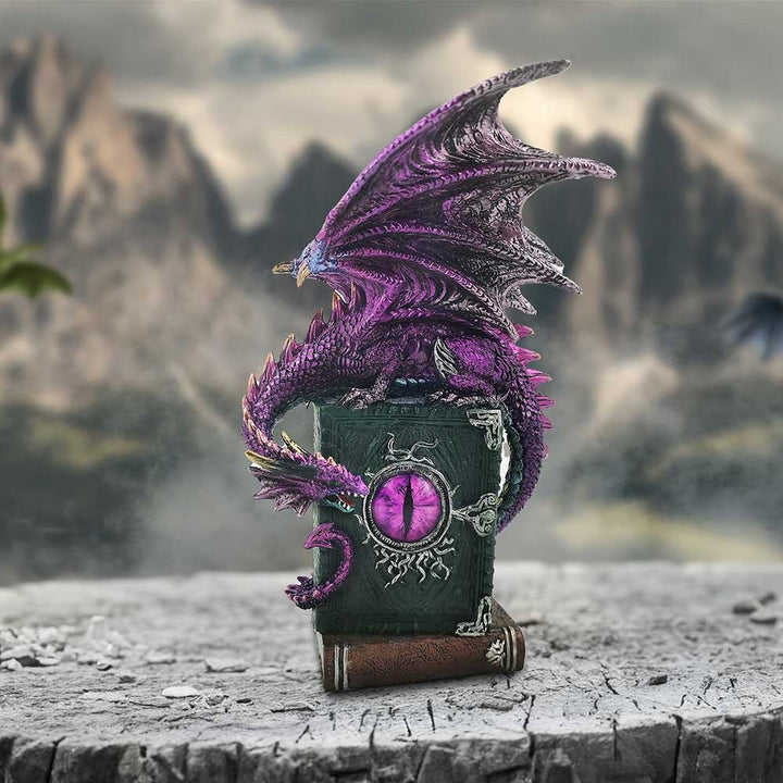 Dragon Fable Purple Dragon on Book Figurine 24cm U6702A24