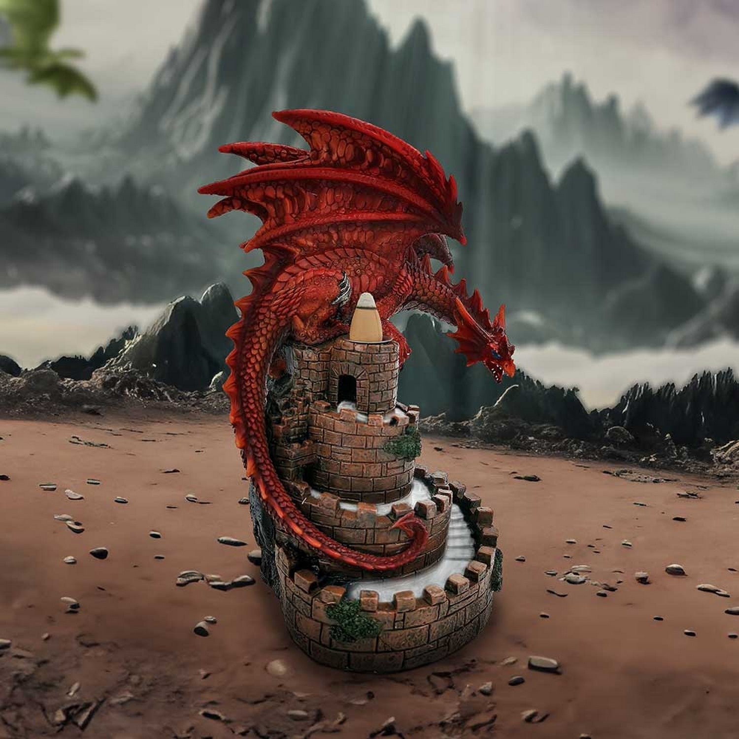 Crimson Keep Red Dragon Backflow Incense Burner 22cm U6703A24