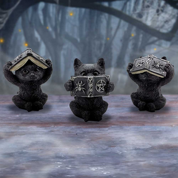 Three Wise Witchy Black Spell Cats 8.5cm U6717A24