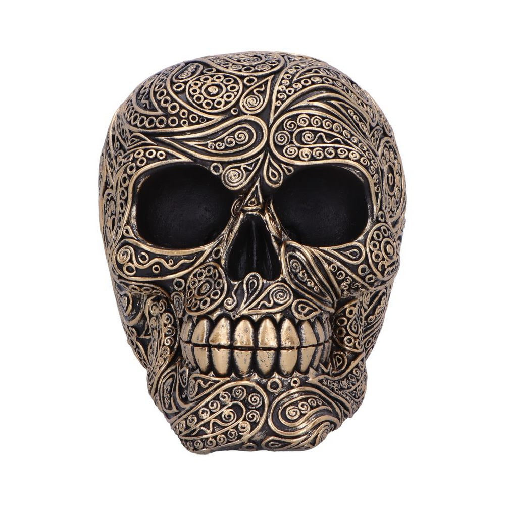 Paisley Black and Gold Skull Head 15cm U6724A24