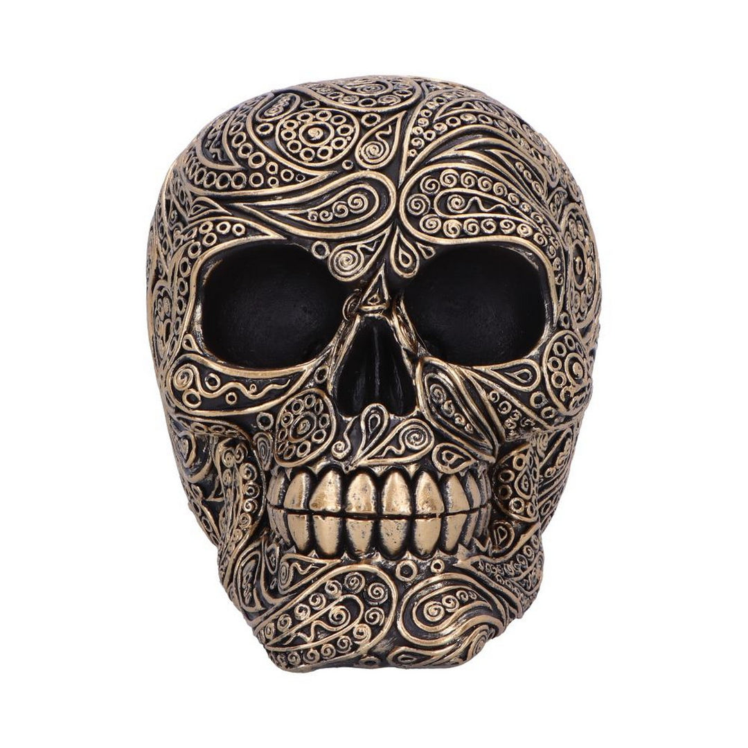 Paisley Black and Gold Skull Head 15cm U6724A24
