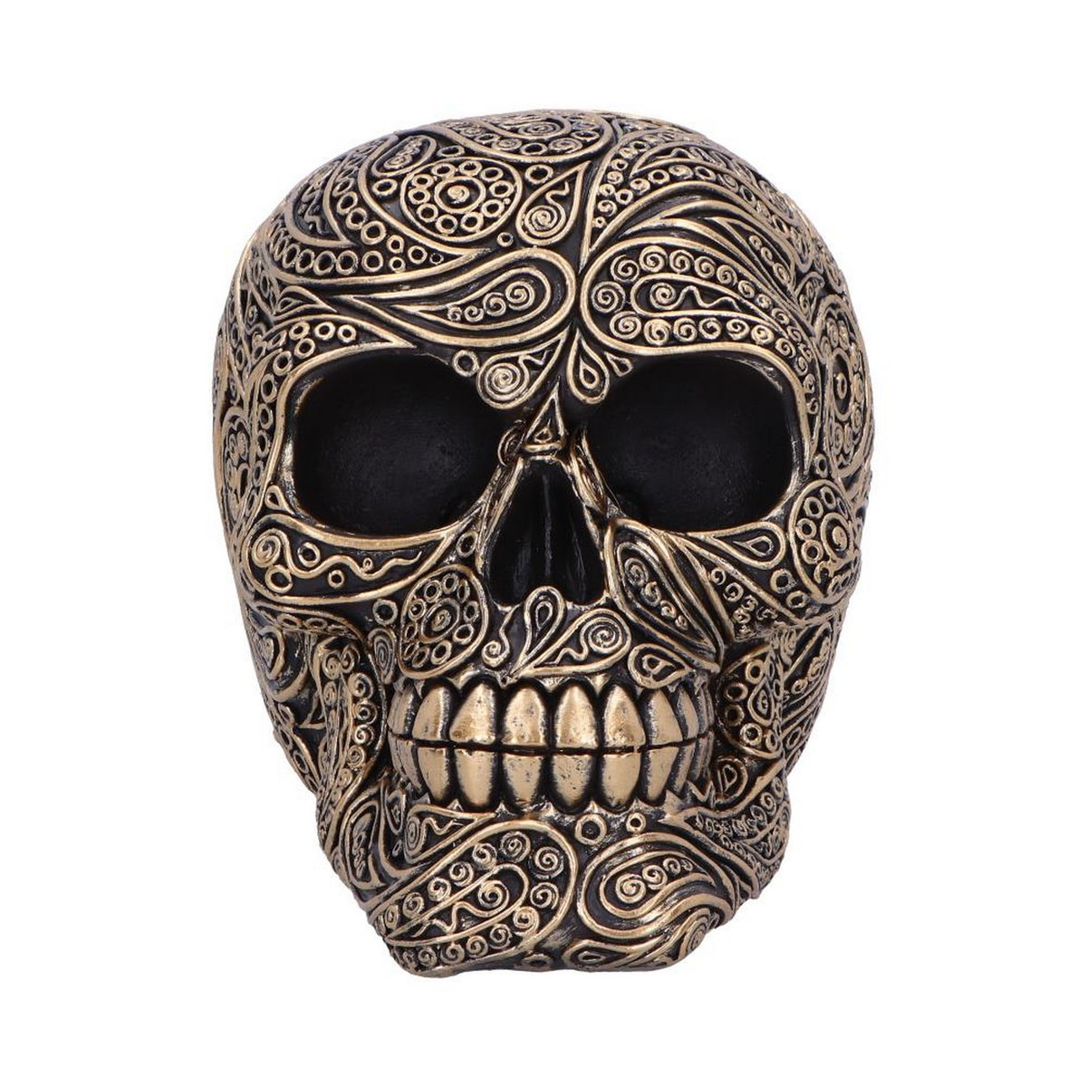 Paisley Black and Gold Skull Head 15cm U6724A24