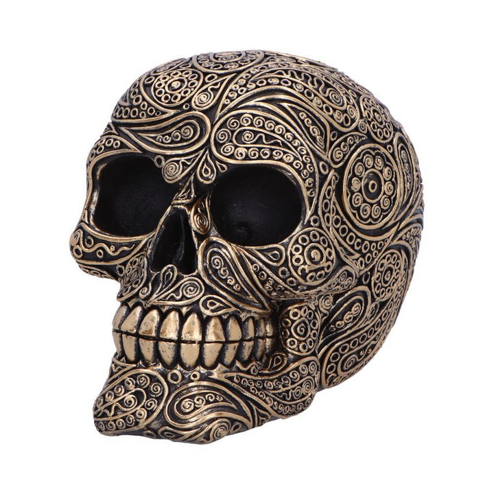 Paisley Black and Gold Skull Head 15cm U6724A24