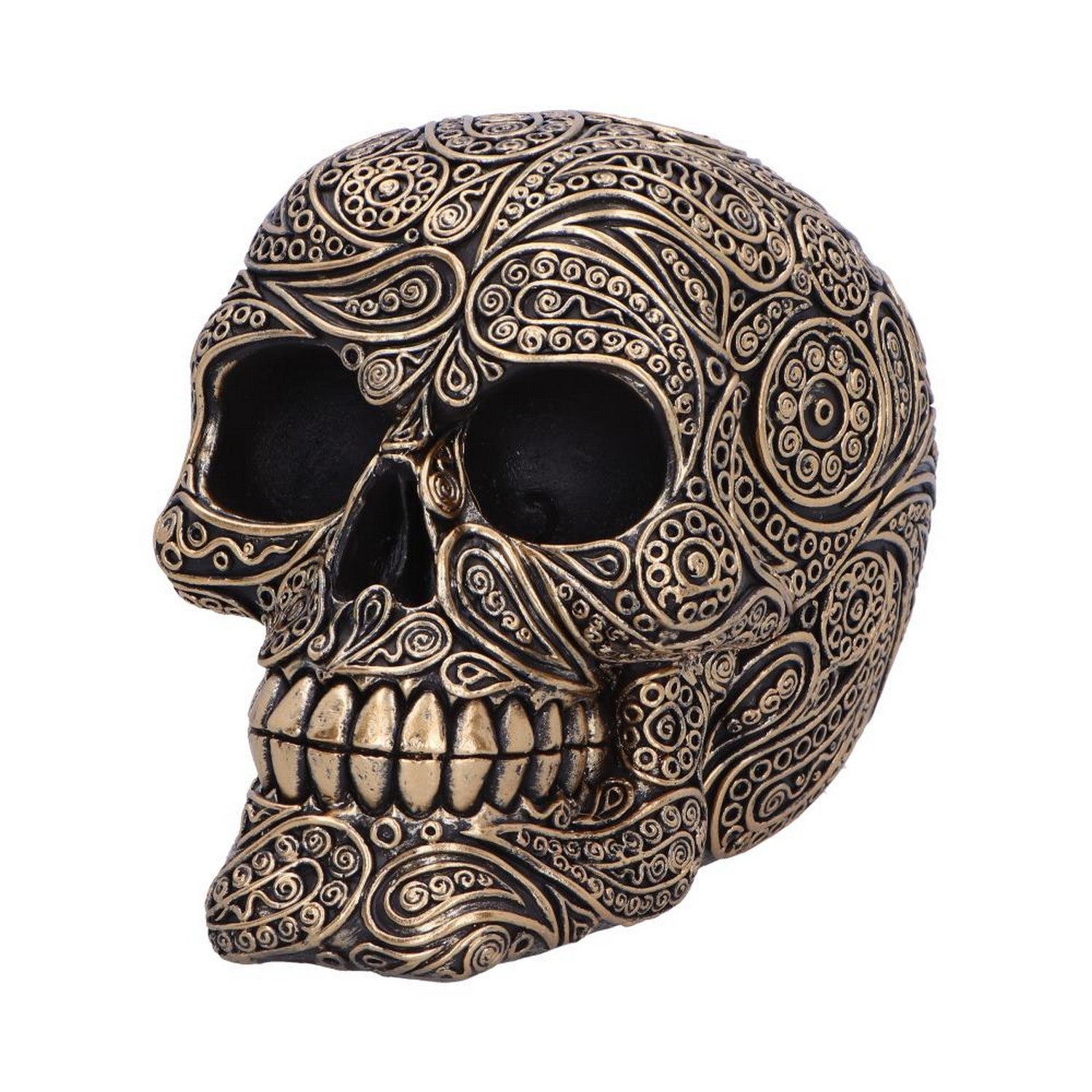 Paisley Black and Gold Skull Head 15cm U6724A24