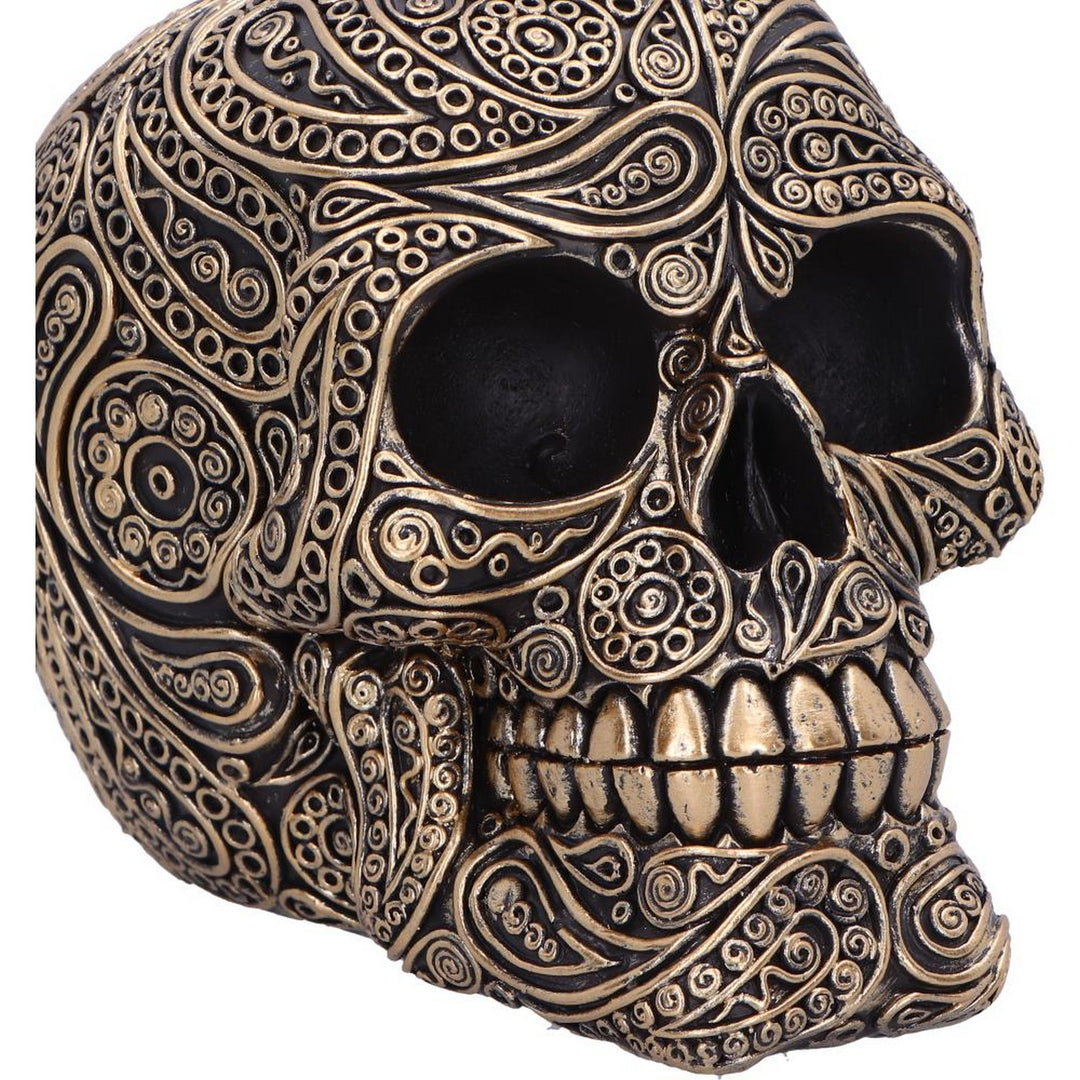 Paisley Black and Gold Skull Head 15cm U6724A24