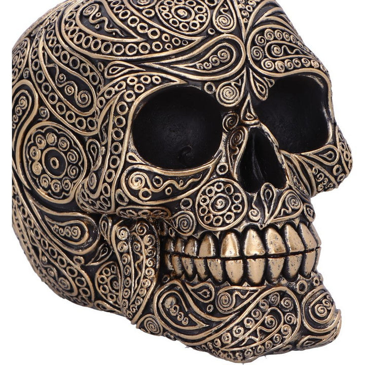Paisley Black and Gold Skull Head 15cm U6724A24