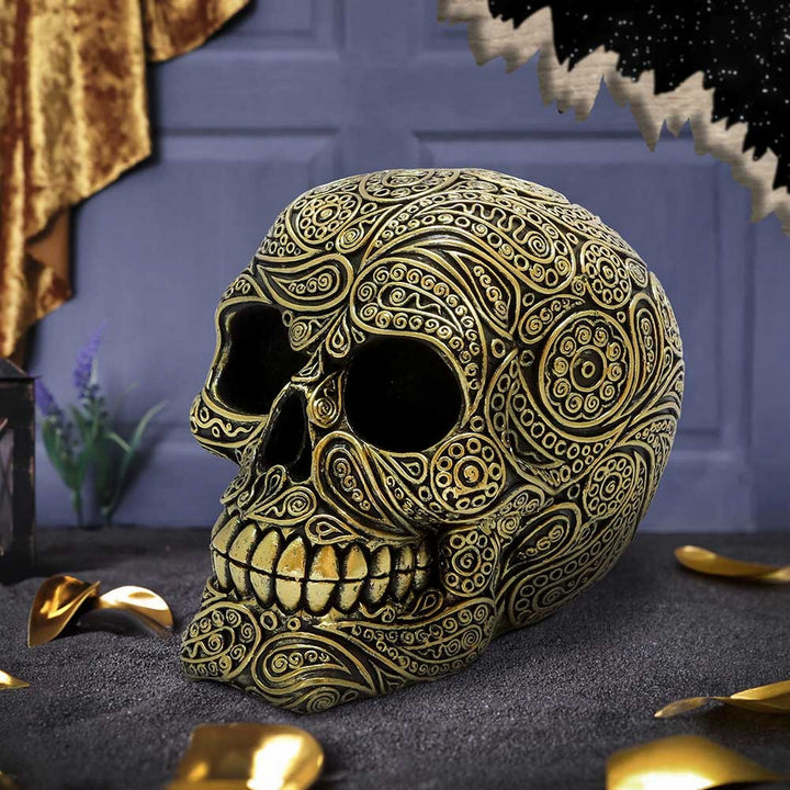 Paisley Black and Gold Skull Head 15cm U6724A24