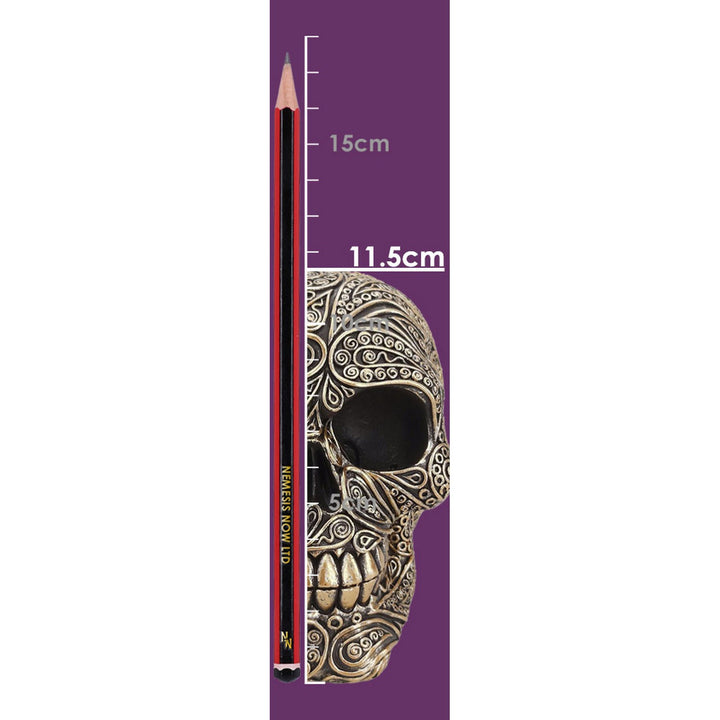 Paisley Black and Gold Skull Head 15cm U6724A24