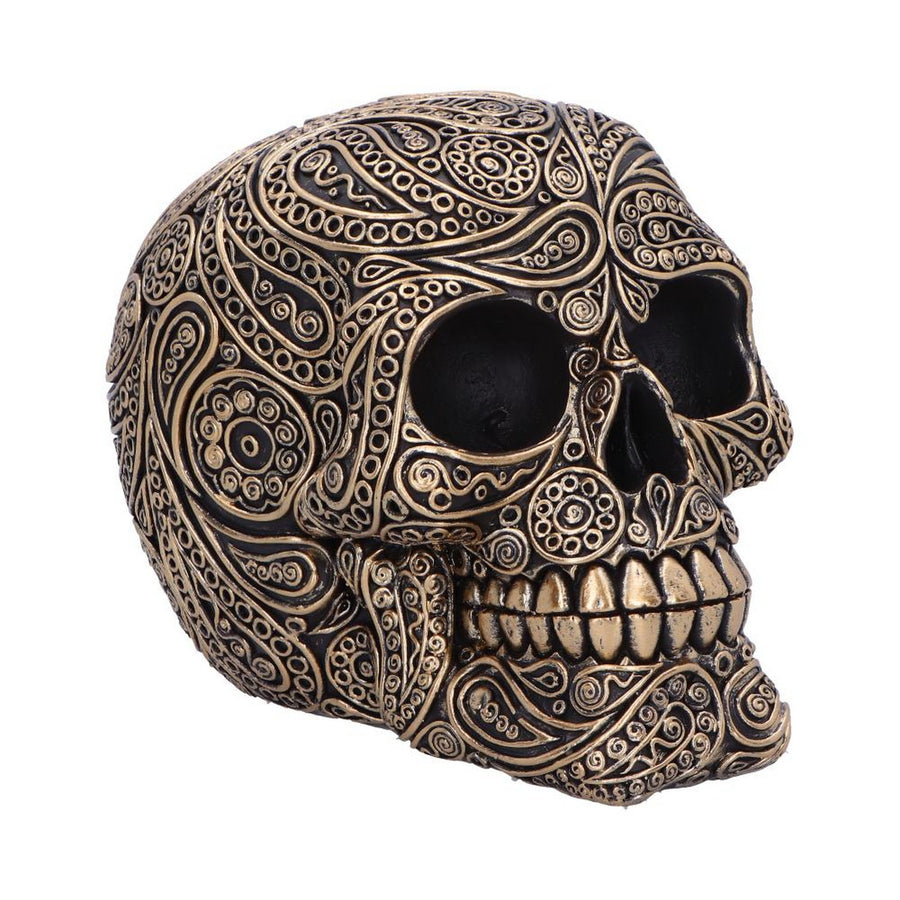 Paisley Black and Gold Skull Head 15cm U6724A24