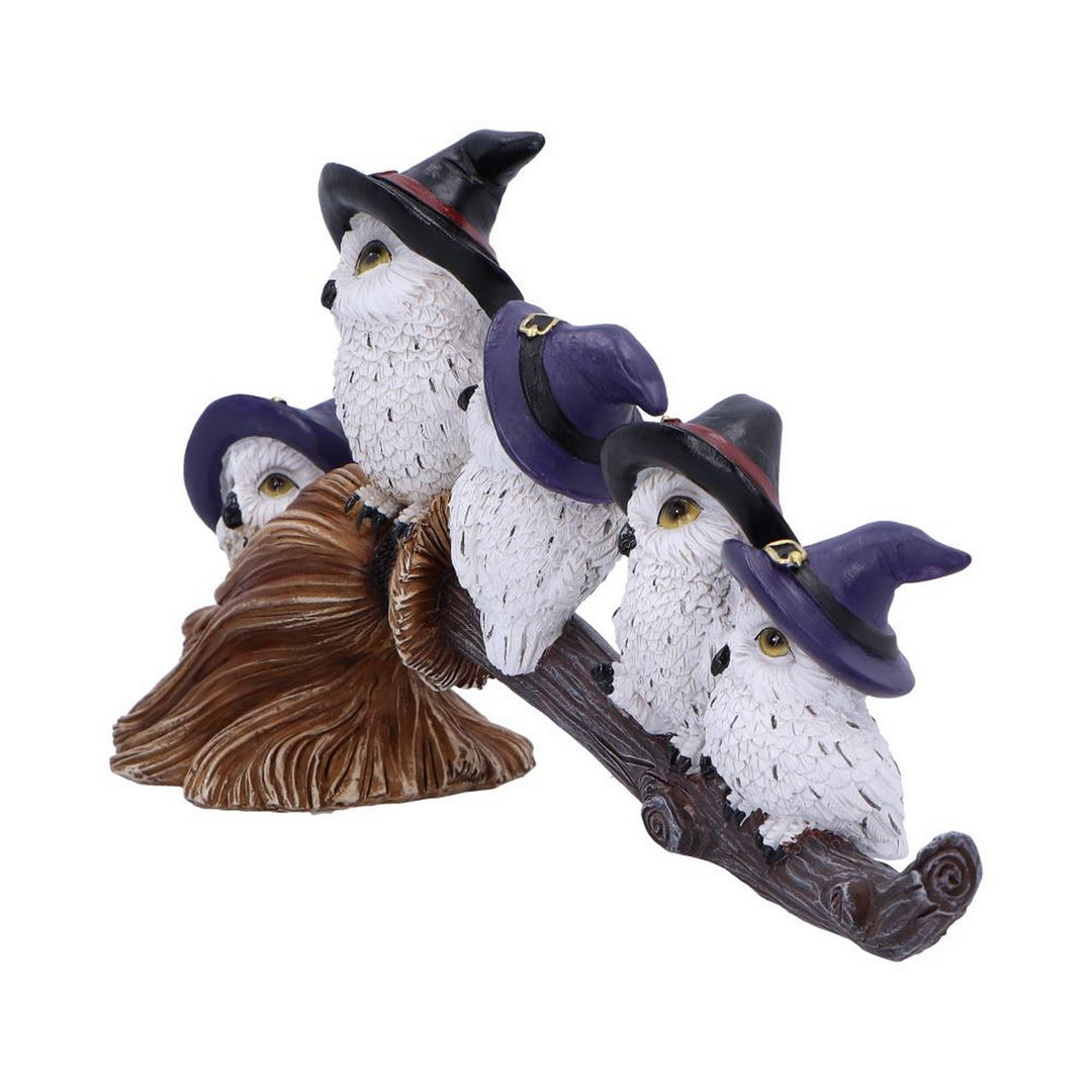 Feathered Owls on Broomstick Figurine 26cm U6737A24