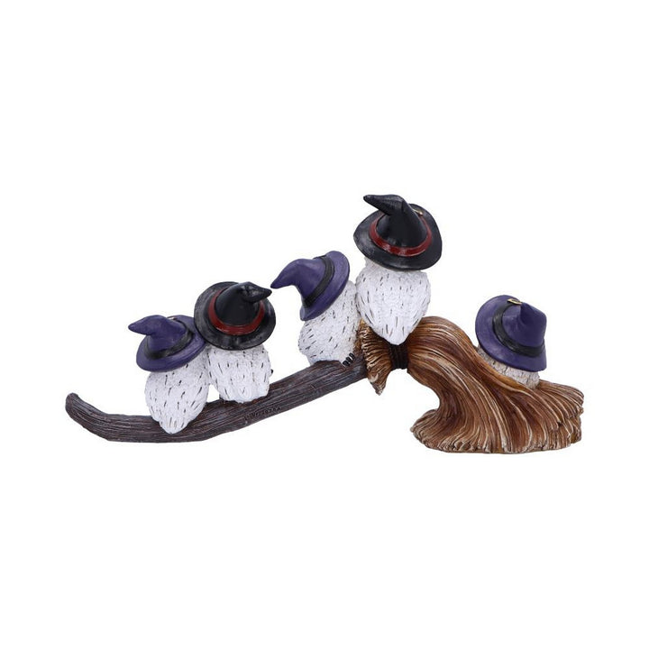 Feathered Owls on Broomstick Figurine 26cm U6737A24