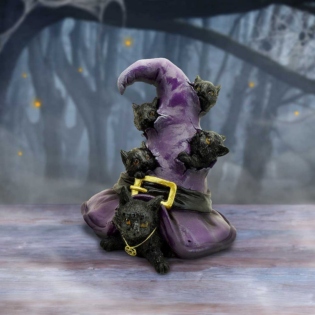 Magical Mischief Witch Hat and Black Cats Figurine 14cm U6739A24