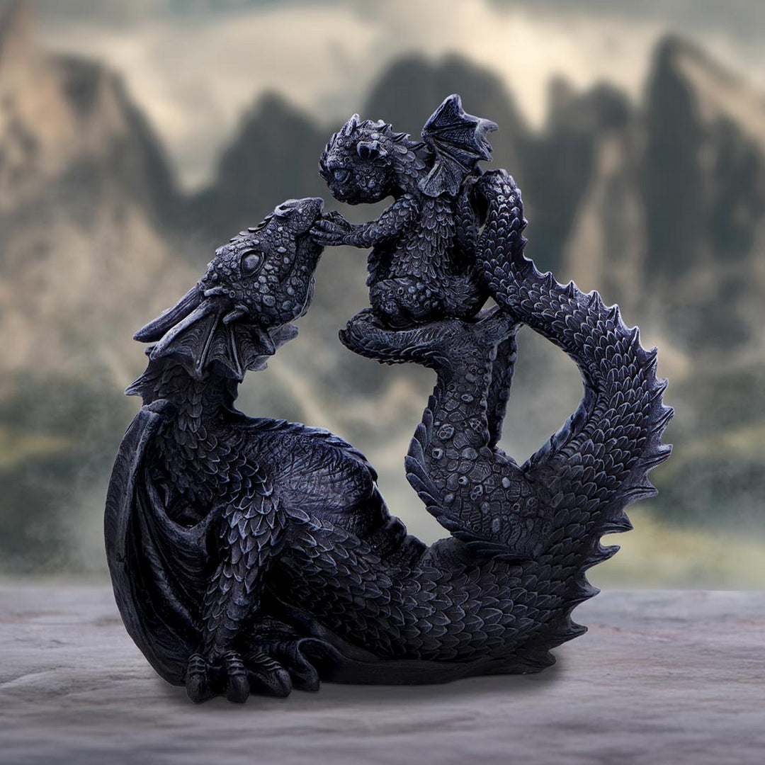 Black Drakaina and Dragonling Figurine U6866C24