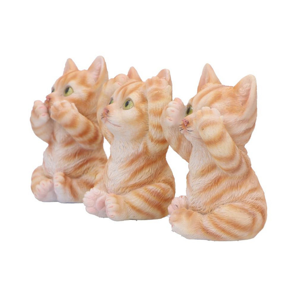 Three Wise Ginger Cats Figurines (Set of 3)  See No, Hear No , Speak No Cats U6958A25