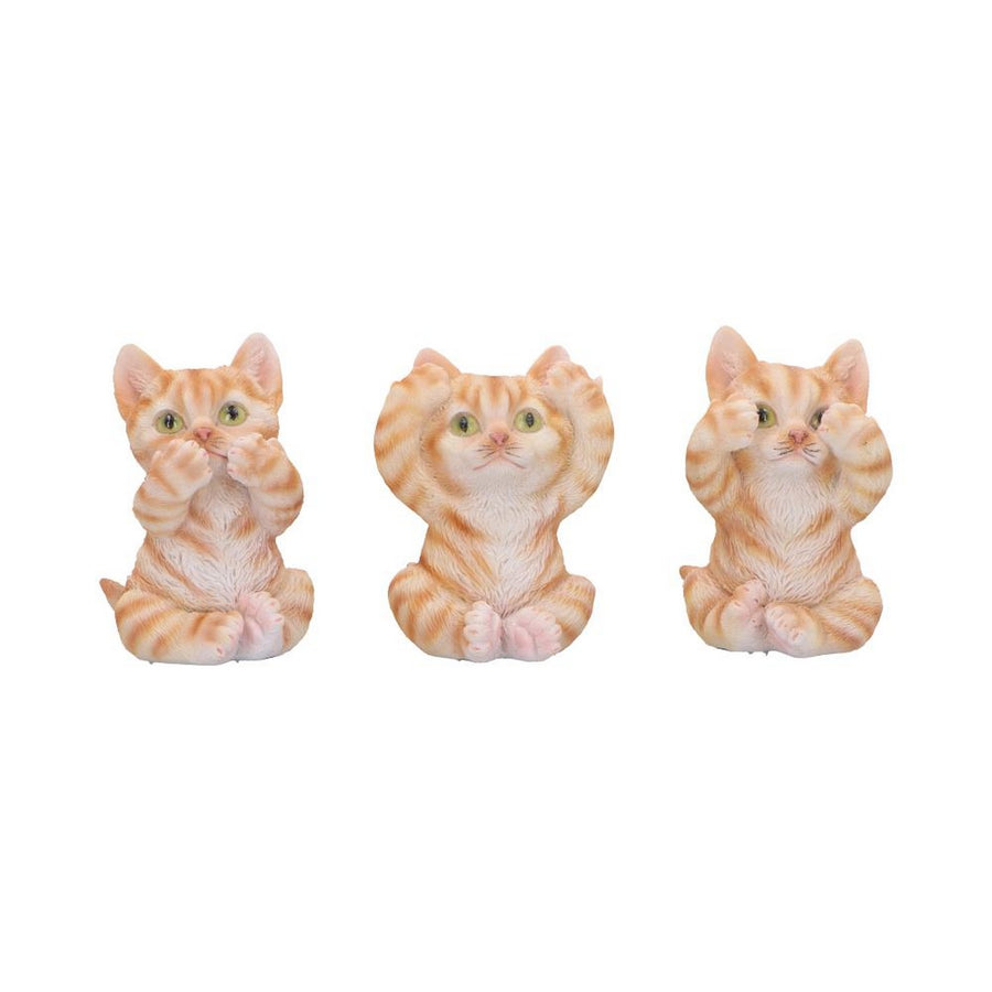 Three Wise Ginger Cats Figurines (Set of 3)  See No, Hear No , Speak No Cats U6958A25
