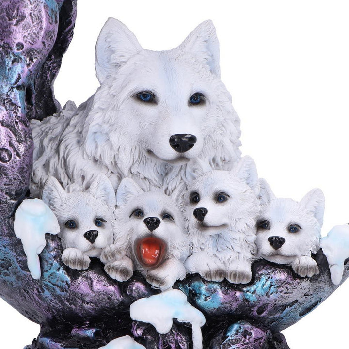 Winter Moon Wolf Ornament with LED U7042M25