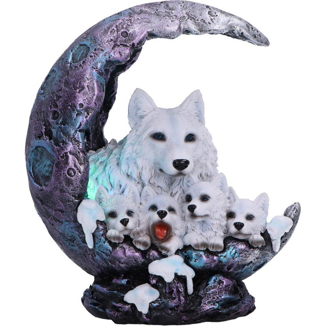 Winter Moon Wolf Ornament with LED U7042M25