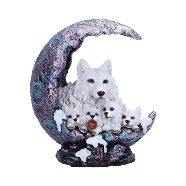 Winter Moon Wolf Ornament with LED U7042M25