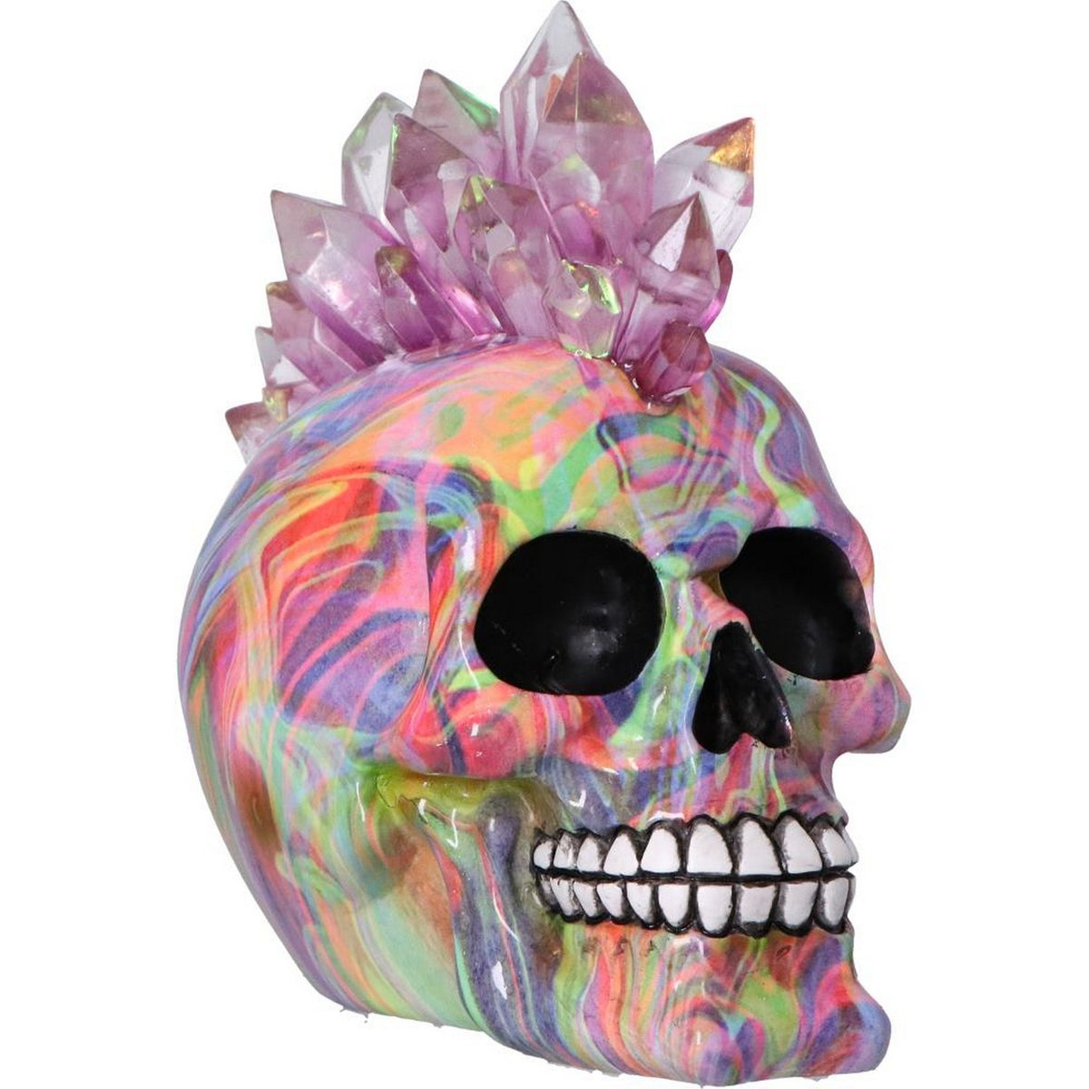 Psychedelic Crystal Skull with Light Up Mohawk U7056M25