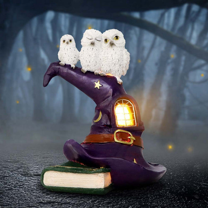 Owl Witch LED Hat Sculpture 18.3cm U7286C25