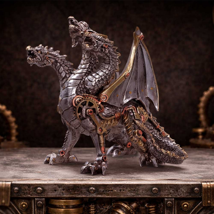 Three Headed Steampunk Dragon 23cm U7557B26