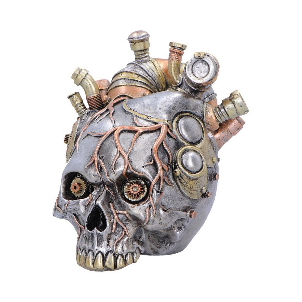 Cardiac Cranium Steampunk Silver Skull 17.5cm U7561B26