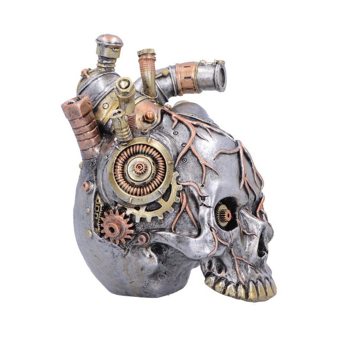 Cardiac Cranium Steampunk Silver Skull 17.5cm U7561B26