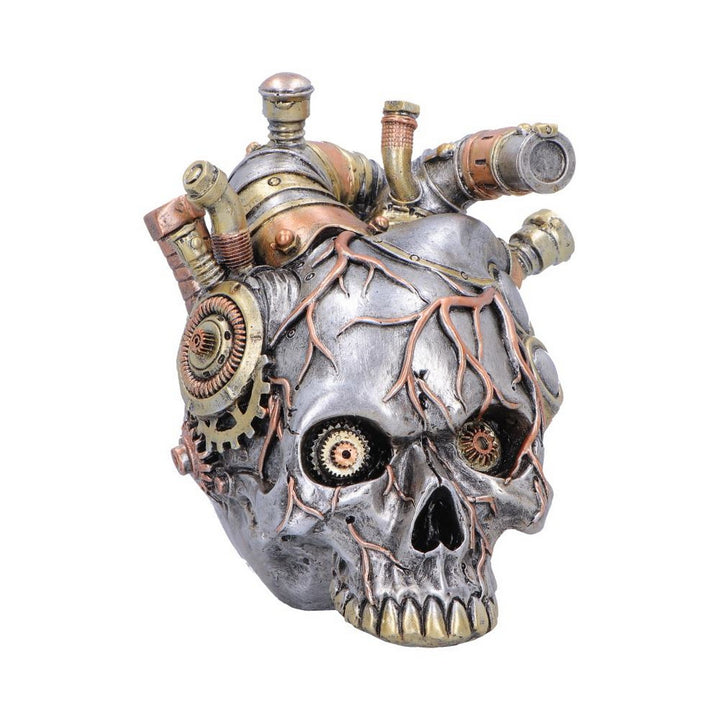 Cardiac Cranium Steampunk Silver Skull 17.5cm U7561B26