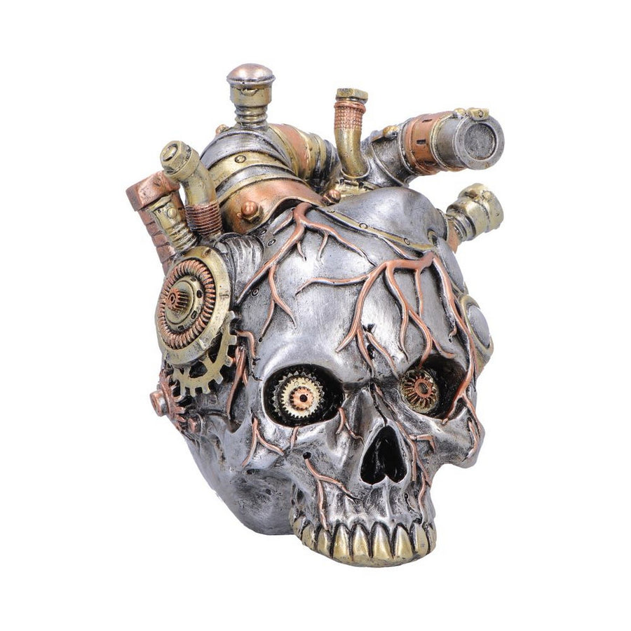 Cardiac Cranium Steampunk Silver Skull 17.5cm U7561B26