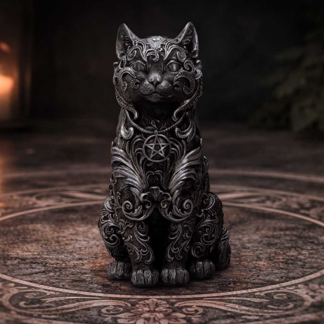 Hexbound Familiar Silver Cat Figurine 23cm U7570B26