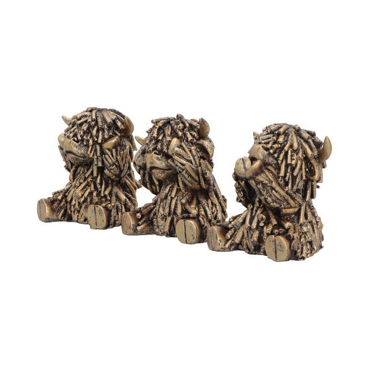 Three Wise Gold Highland Cows 7.5cm U7572B26