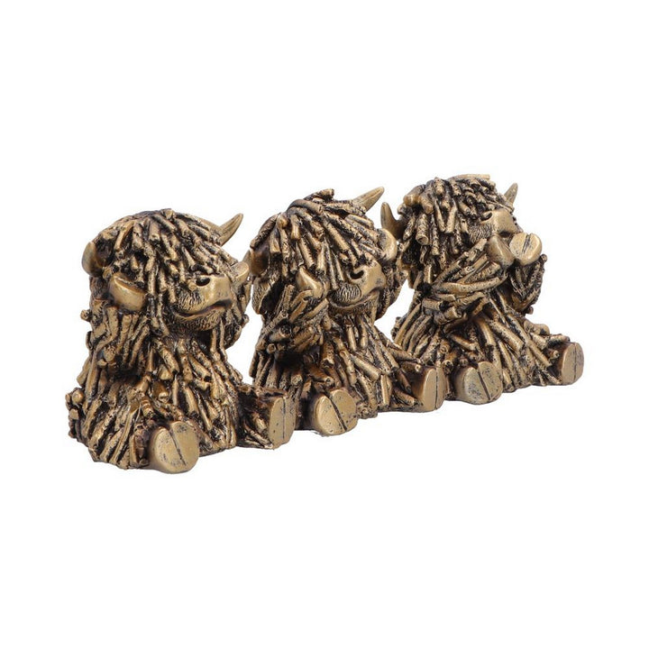 Three Wise Gold Highland Cows 7.5cm U7572B26