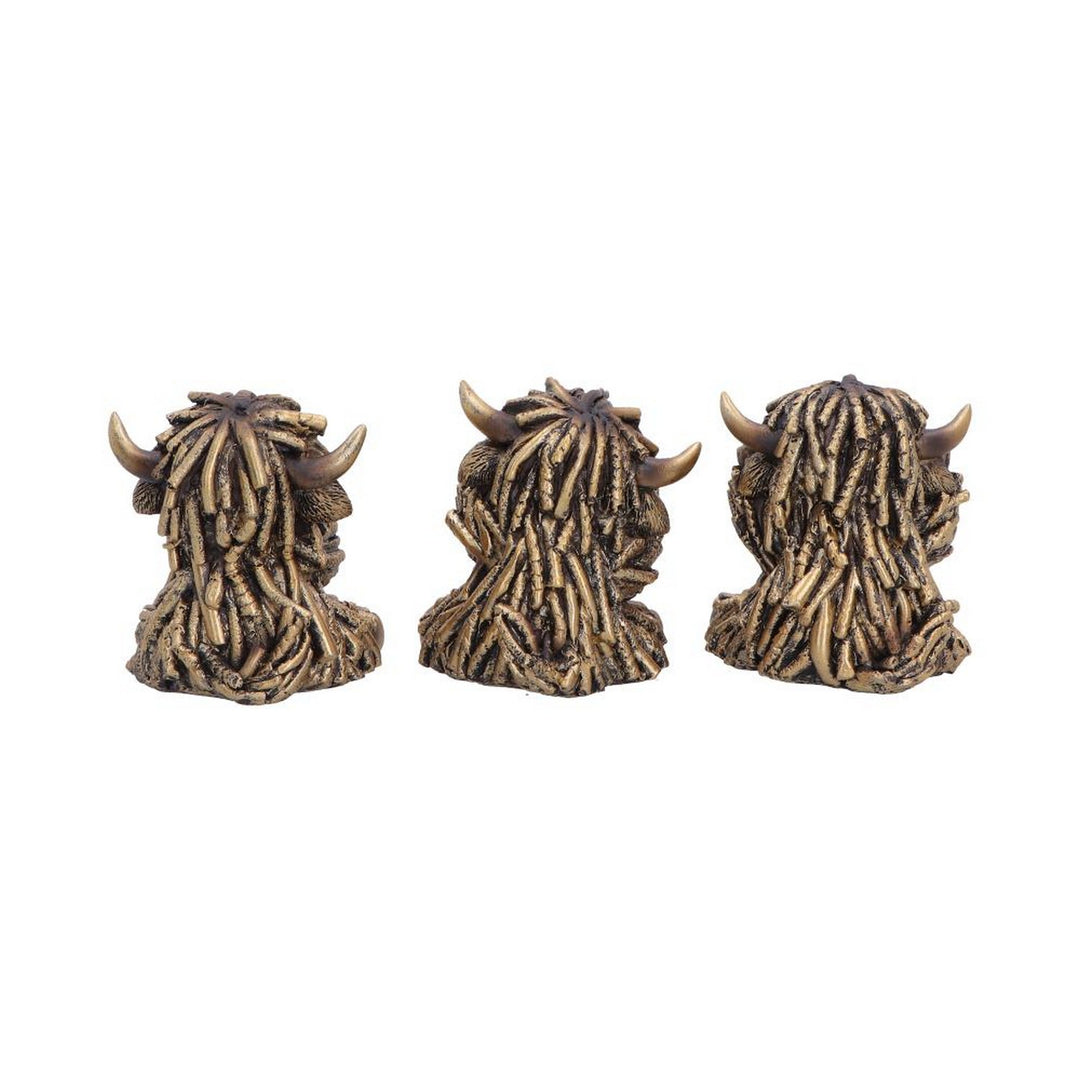 Three Wise Gold Highland Cows 7.5cm U7572B26