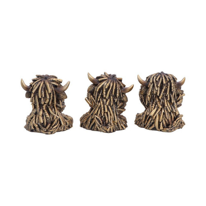 Three Wise Gold Highland Cows 7.5cm U7572B26