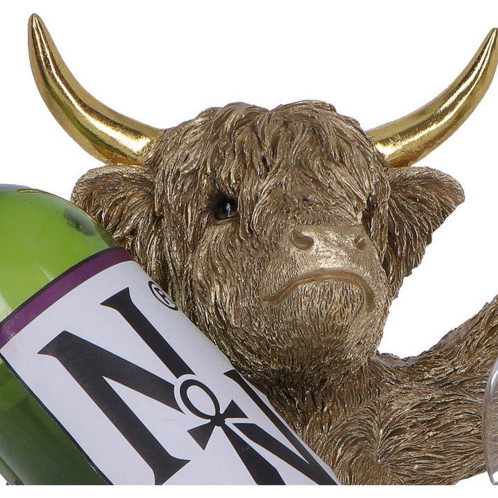 Gold Highland Cow Wine Bottle Holder 26.8cm U7573B26