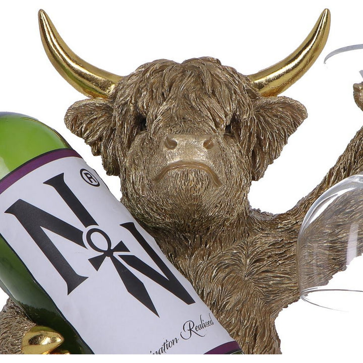 Gold Highland Cow Wine Bottle Holder 26.8cm U7573B26