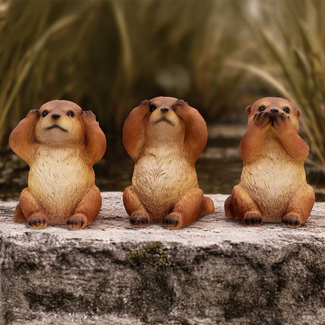 Set of Three Wise Otter figurines 8cm U7578B26