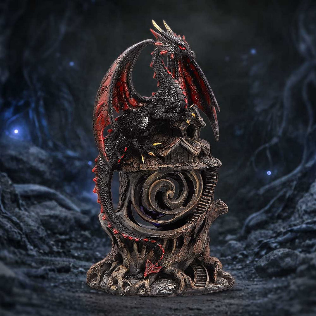 Light-up Red and Black Dragon Hollow Figurine 23.5cm U7581B26