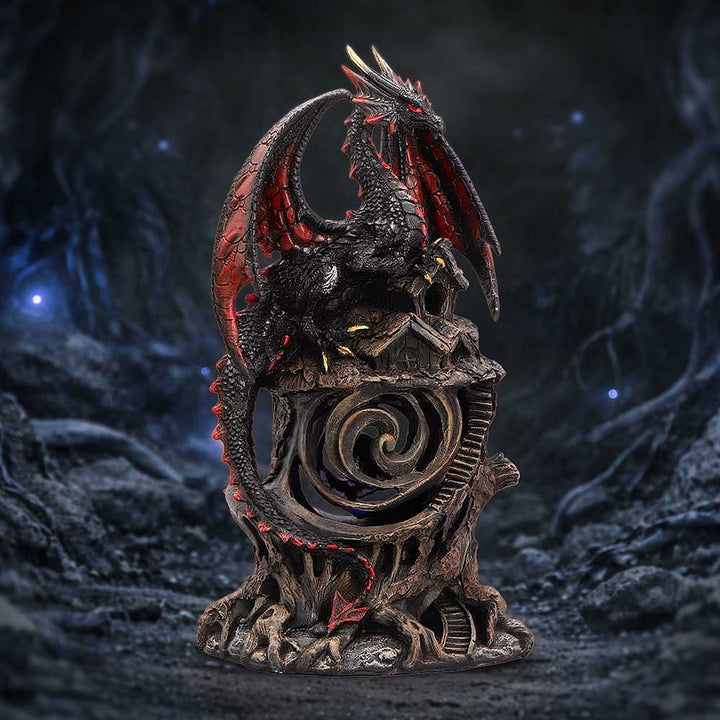 Light-up Red and Black Dragon Hollow Figurine 23.5cm U7581B26